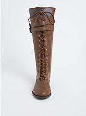 Outlander Thistle Logo Plaid Knee-High Lace-Up Boot (WW), BROWN, alternate