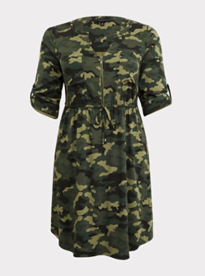 plus size camo shirt dress