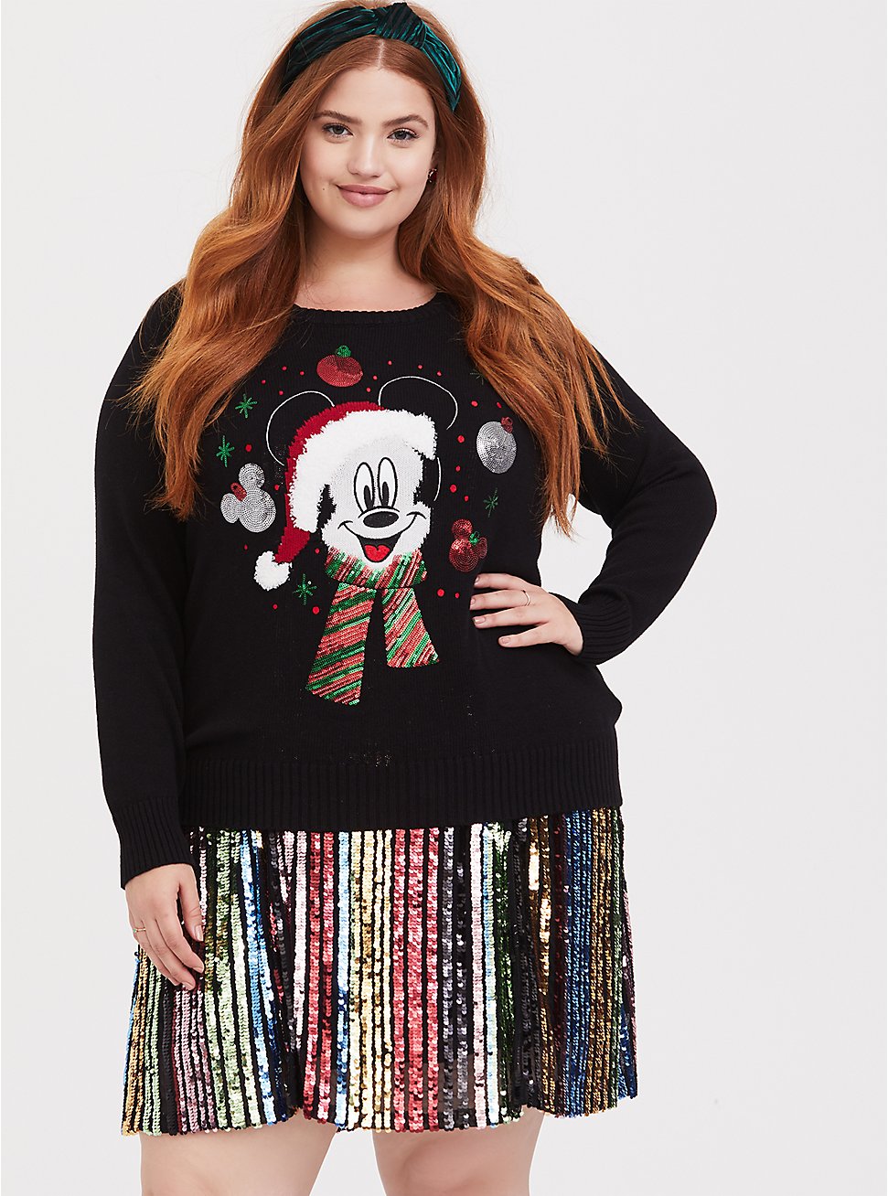 Disney Holiday Mickey Mouse Black Holiday Sweater, DEEP BLACK, hi-res