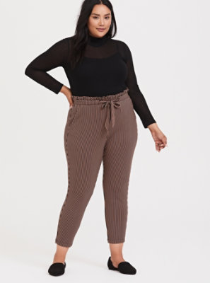 plus size high waisted paperbag trousers