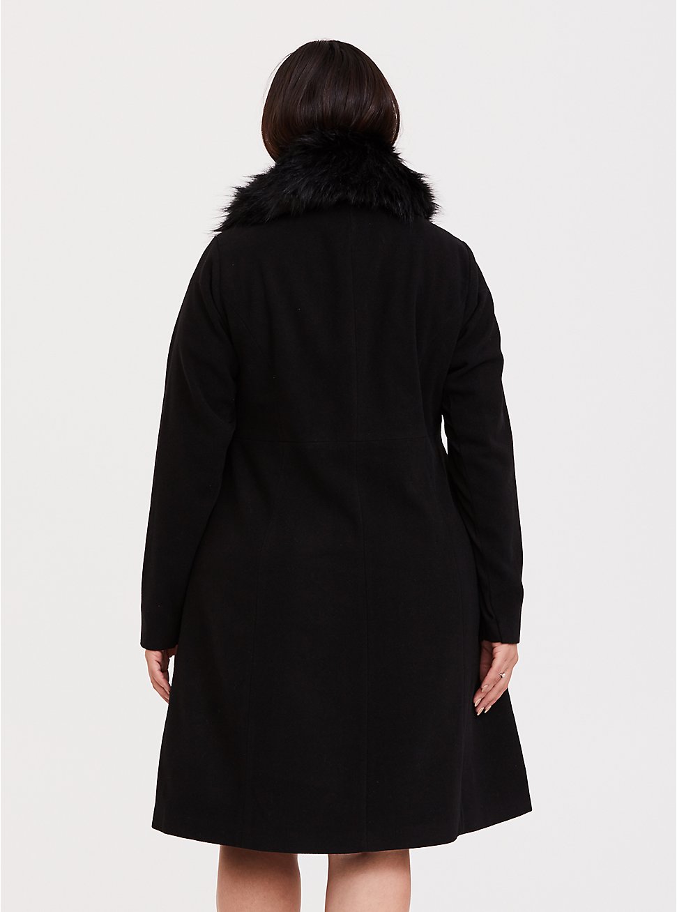 Torrid Size 1 Plaid Wool Bomber Jacket Coat Faux Removable Fur Collar Black 