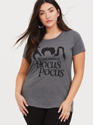 Plus Size - Hocus Pocus Dark Grey Slim Fit Crew Tee - Torrid