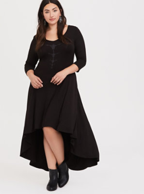 Plus Size - Her Universe Disney Maleficent 2 Black Jersey Hi-Lo Dress ...