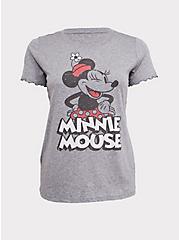Plus Size Disney Minnie Mouse Heathered Grey Crew Top, HEATHER GREY, hi-res