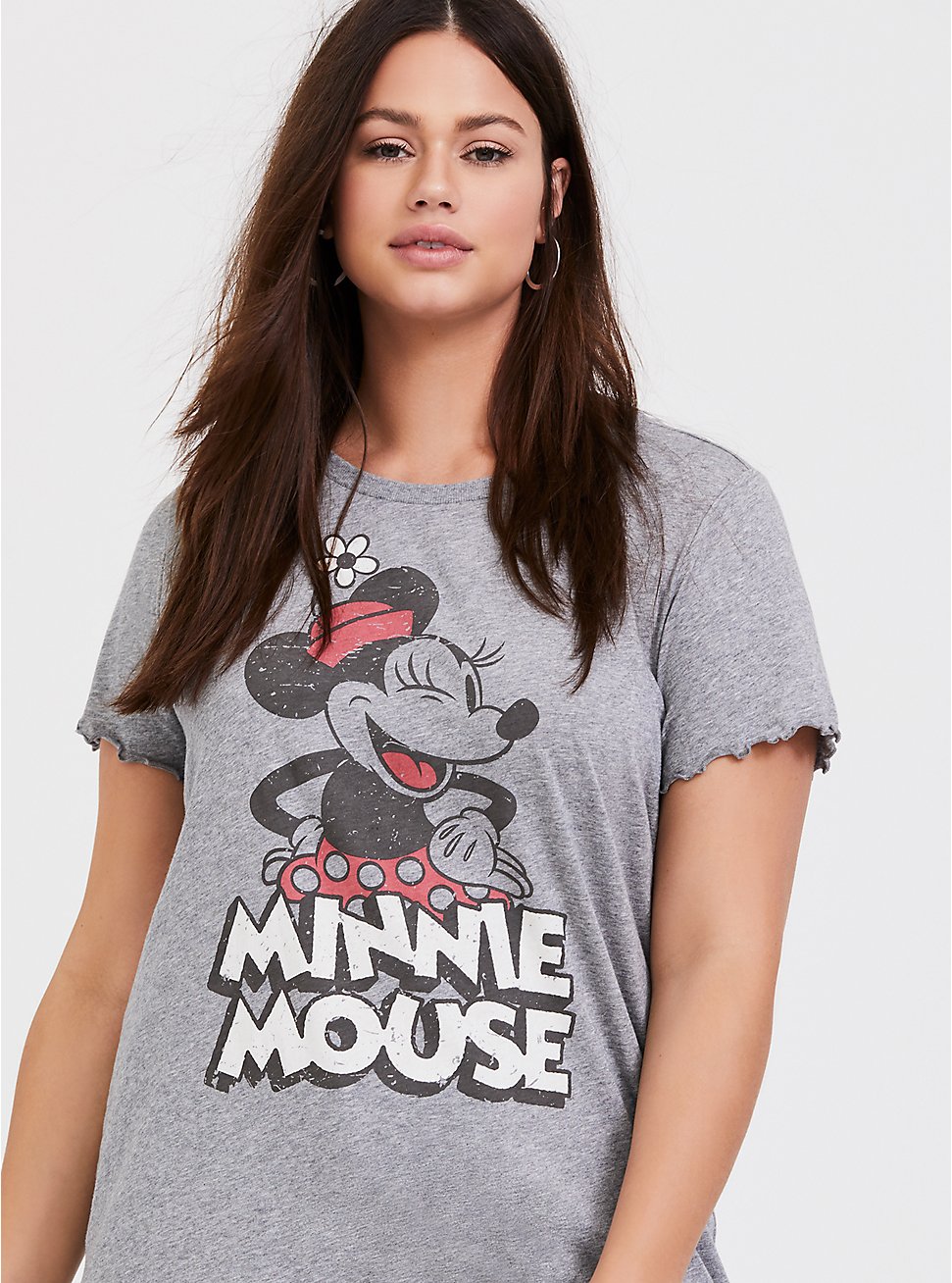 Disney Minnie Mouse Heathered Grey Crew Top, HEATHER GREY, hi-res