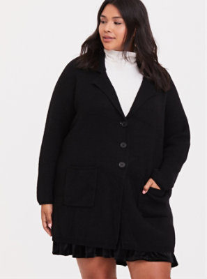 womens black sweater coat