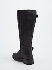 Black Faux Leather Buckle Knee-High Boot (WW & Wide To Extra Wide Calf), BLACK, alternate