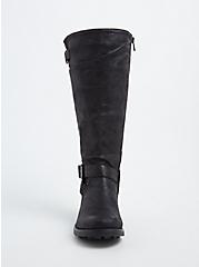 Black Faux Leather Buckle Knee-High Boot (WW & Wide To Extra Wide Calf), BLACK, alternate