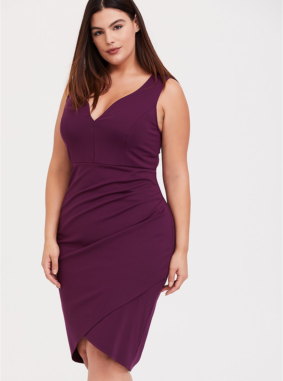 Plus Size - Burgundy Purple Premium Ponte Bodycon Dress - Torrid
