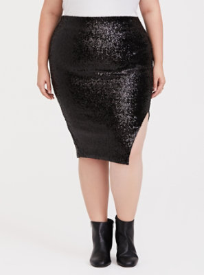 black midi pencil skirt