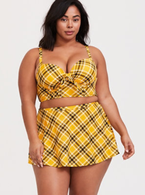 yellow plaid bathing suit