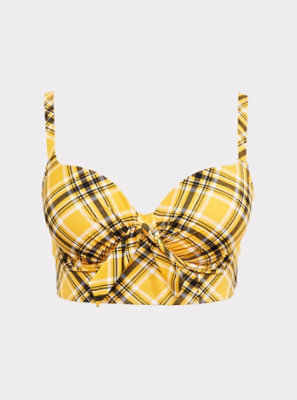 yellow plaid bathing suit