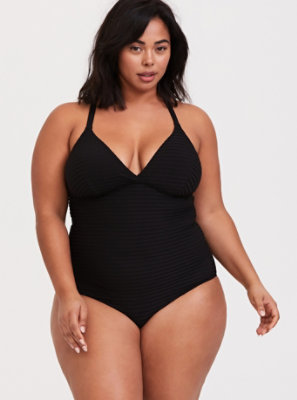 black textured swimsuit