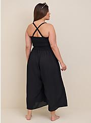 Plus Size Strapless Culotte Jumpsuit Swim Cover-Up - Crinkled Crepe Black, DEEP BLACK, alternate
