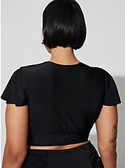 Wireless Flutter Sleeve Bikini Top, DEEP BLACK, alternate