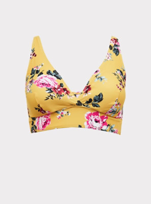 yellow floral bikini top