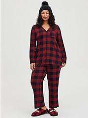 Plus Size Red & Black Plaid Drawstring Sleep Pant, MULTI, alternate