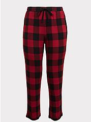 Plus Size Red & Black Plaid Drawstring Sleep Pant, MULTI, hi-res