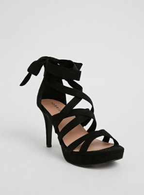 black suede strap heels