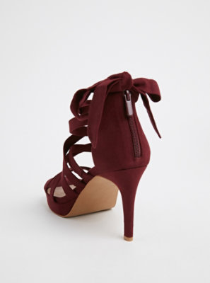 burgundy barely there heels
