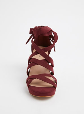 burgundy strappy flat sandals