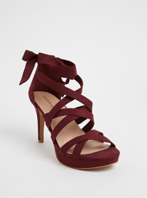 burgundy barely there heels