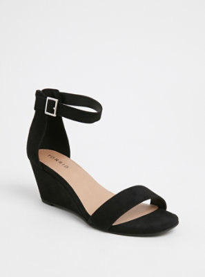 all black wedge heels