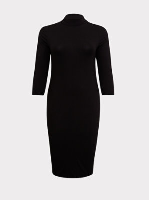 black turtleneck midi dress