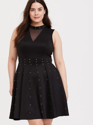 black scuba skater dress