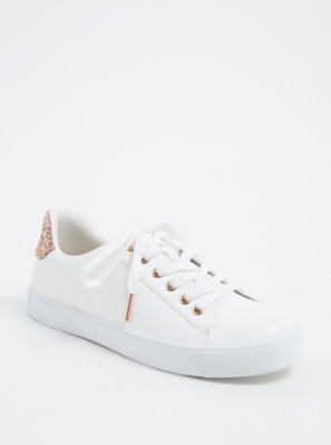 white trainers rose gold