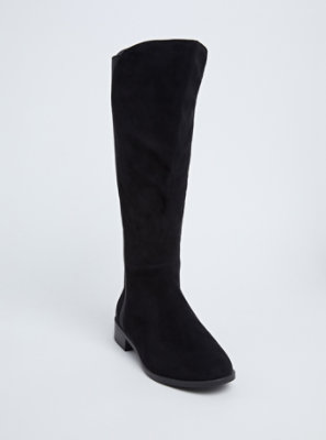 Plus Size - Black Faux Suede Knee-High Boot (WW) - Torrid