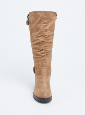 Tan Faux Leather Slouchy Knee-High Boot 