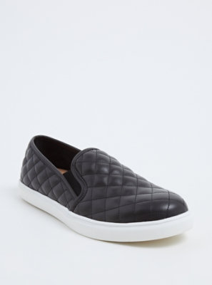 black leather quilted slip on sneakers