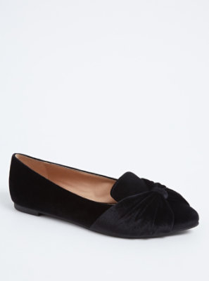 Black Velvet Pointed Toe Flat (Wide Width) - Plus Size | Torrid