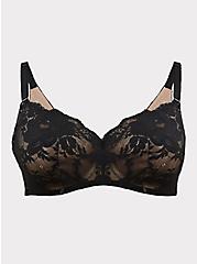 Full-Coverage Balconette Lightly Lined Exploded Floral Lace 360° Back Smoothing™ Bra, RICH BLACK ROEBUCK BEIGE, hi-res