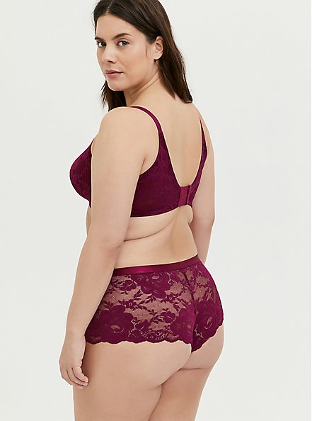 Plus Size Lightly Lined Full Coverage Balconette Bra - Black Lace 360° Back Smoothing™ , RICH BLACK AND ROEBUCK BEIGE, alternate