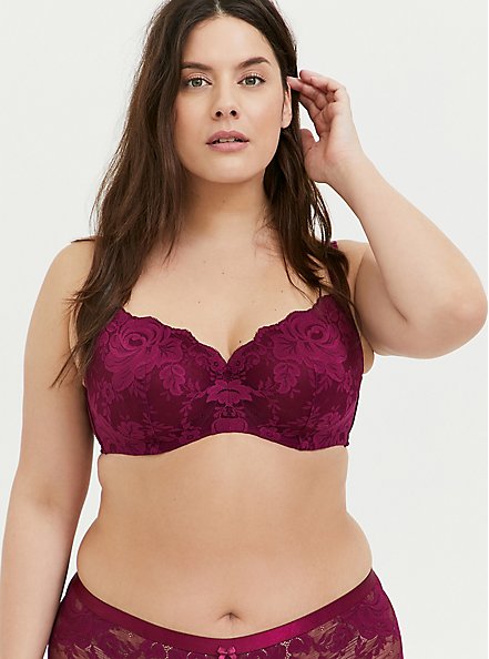 Plus Size Lightly Lined Full Coverage Balconette Bra - Black Lace 360° Back Smoothing™ , RICH BLACK AND ROEBUCK BEIGE, hi-res