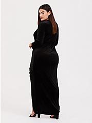 Maxi Velvet High Slit Dress, DEEP BLACK, alternate