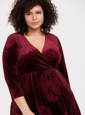 burgundy wrap dress plus size