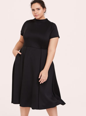 black scuba midi dress