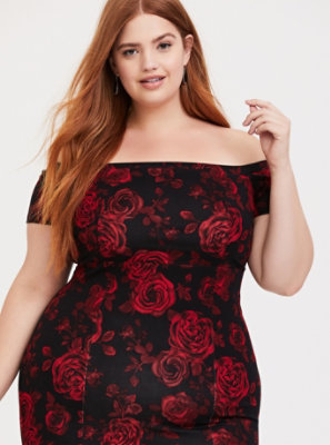 black and red floral dress
