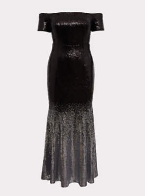 black sequin gown