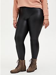 Plus Size Platinum Legging – Faux Leather Fleece Lined Black, BLACK, alternate