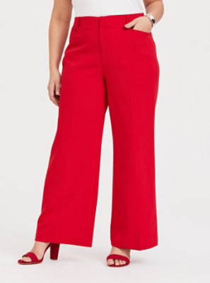 red plus size pants