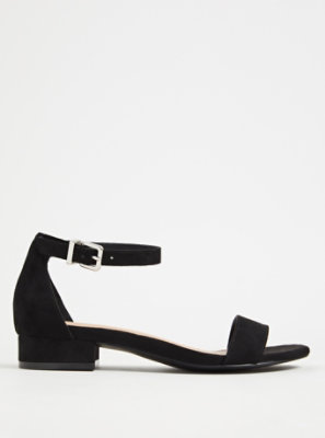 black low heel ankle strap shoes
