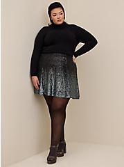 Mini Sequin Skater Skirt, DEEP BLACK, hi-res