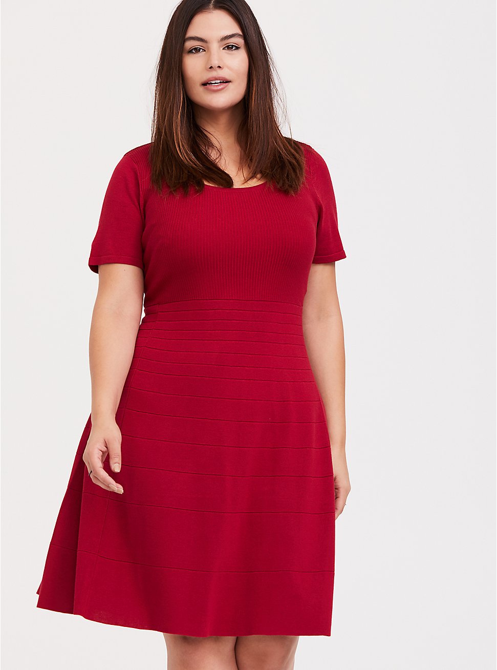 Plus Size - Red Sweater Knit Skater Dress - Torrid