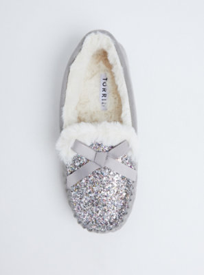 womens sequin moccasin slippers