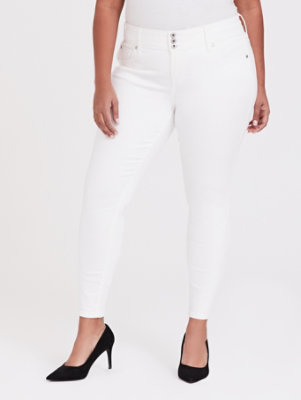 white stretch jeggings