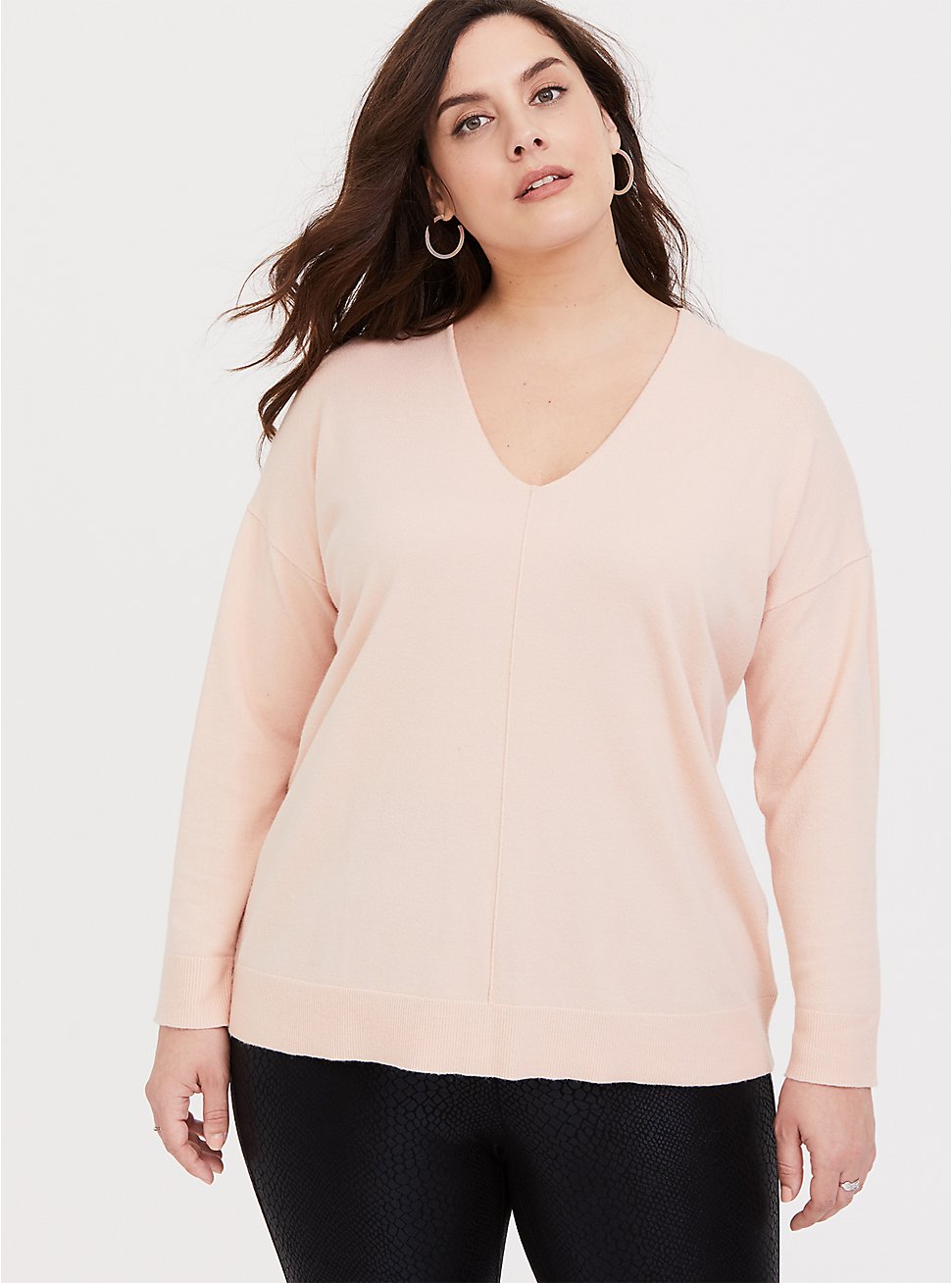 Derek Heart Women Plus Size 2x 3x Rose Pale Pink Sweater w Lace Floral Knit Top 
